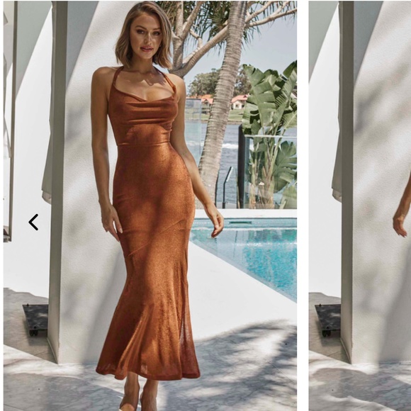 Hello Molly Dresses & Skirts - Hello Molly Saints & Secrets Cowl Neck Maxi Dress CINNAMON L NWT